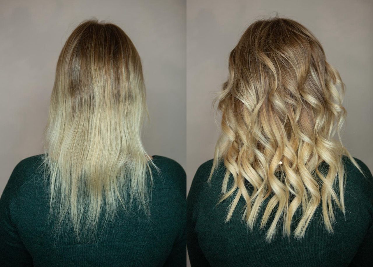 Vorher und nachher - mehr Länge in Blond